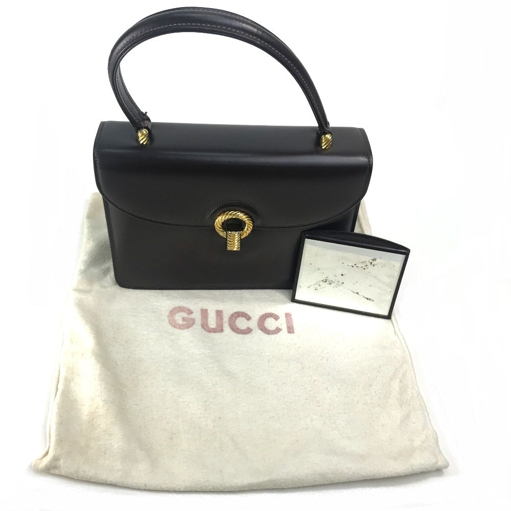 GUCCI Vintage Gucci Accordion Bag, One-Handle Leather Handbag, Women's, Brown with Gold Hardware