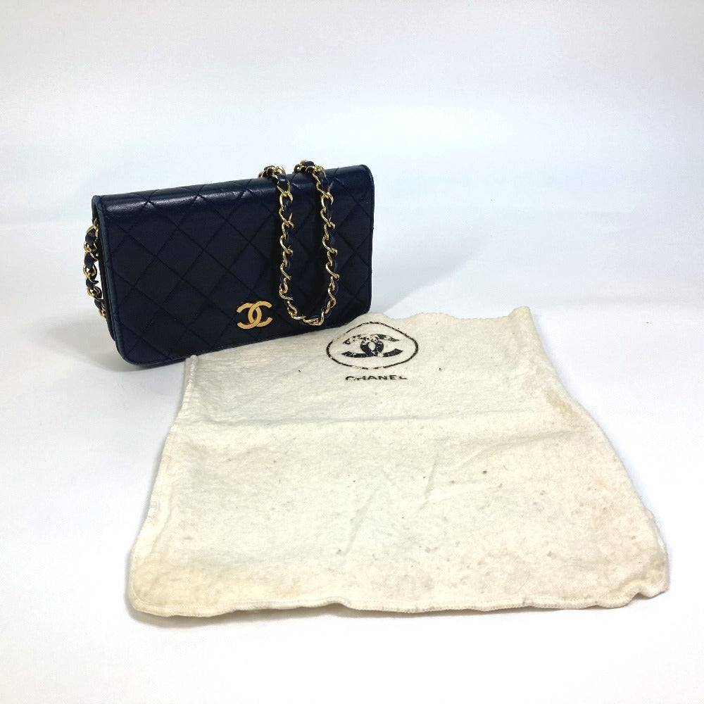 CHANEL CC Coco Mark Matelasse/Shoulder Bag, Chain Shoulder Bag, Lambskin, Women's, Navy