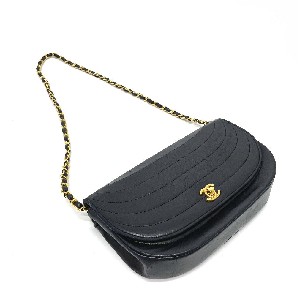 CHANEL CC Coco Mark Pochette Bag Chain Shoulder Bag Lambskin Women's Black