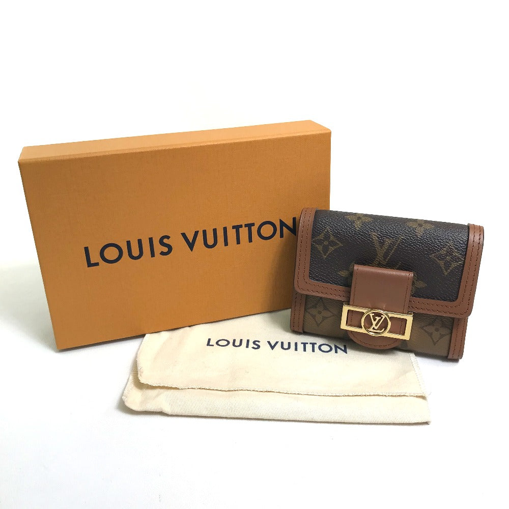 LOUIS VUITTON M68725 Monogram Reverse Portefeuille Dauphine Compact Trifold Wallet in Monogram Reverse Canvas, Brown