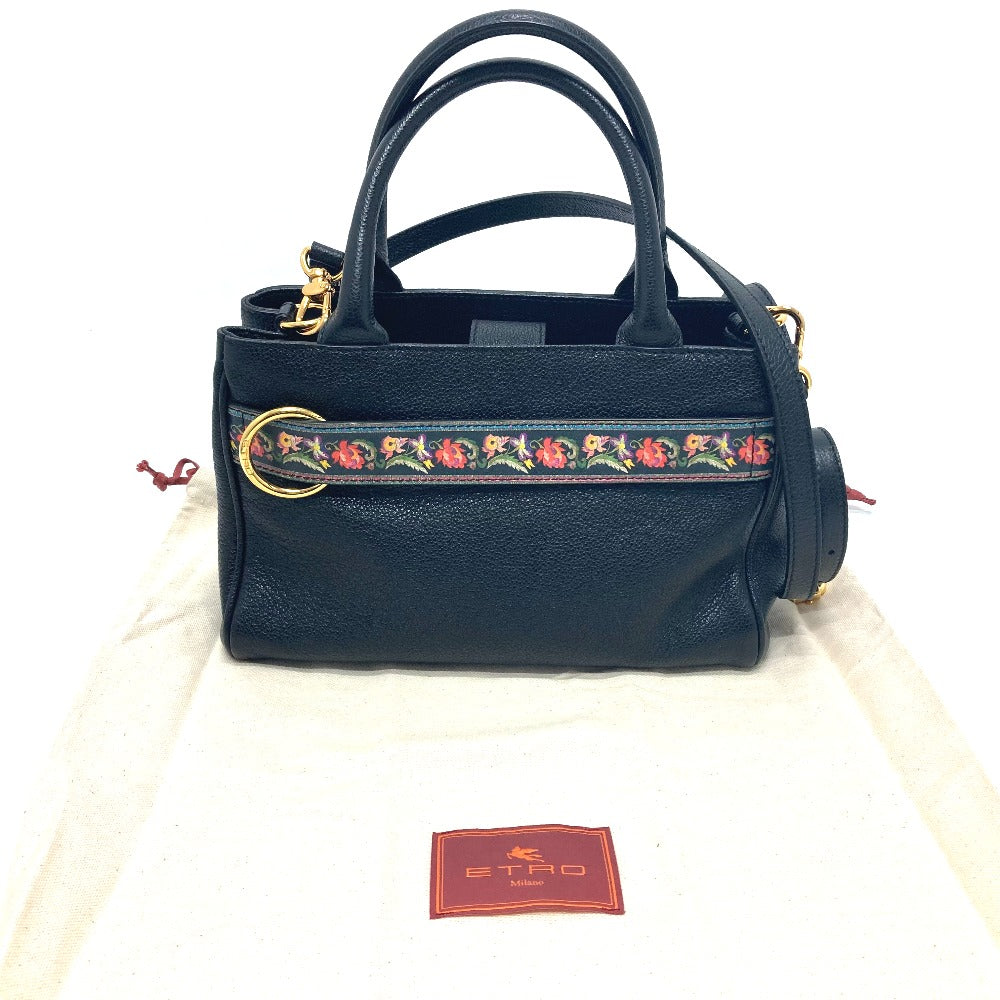 ETRO Floral Print 2-Way Shoulder Bag, Crossbody Bag, Handbag, Fashion Accessory, Leather, Women's, Black