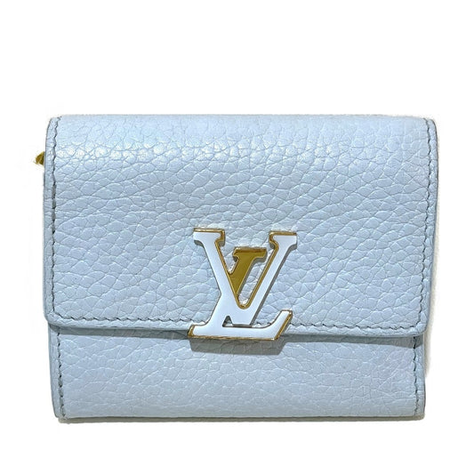 LOUIS VUITTON M69061 Japan-exclusive Portefeuille Capucines XS Compact Tri-fold Wallet in Taurillon Leather, Women's, Blue Olympus