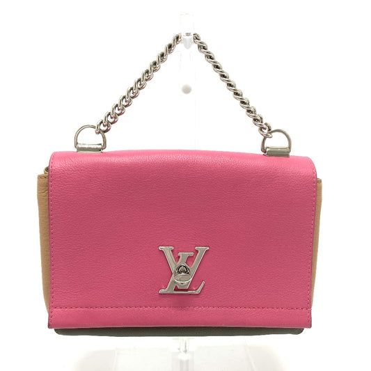 LOUIS VUITTON M54103 Tricolor Lockme 2 BB Bag, 2-Way Handbag/Shoulder Bag, Leather, Women's, Rose Pink, Khaki, and Beige