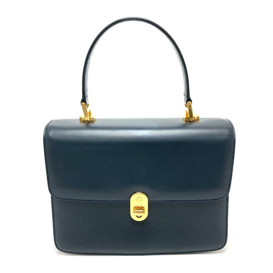 GUCCI 000.109.0121 ターンロック サイドライン ハンドバッグ カバン ヴィンテージ ハンドバッグ レザー レディース ネイビー