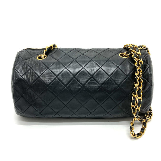 CHANEL CCココマーク マトラッセ 筒型 カバン チェーン 肩掛け ショルダーバッグ ラムスキン レディース ブラック - brandshop-reference