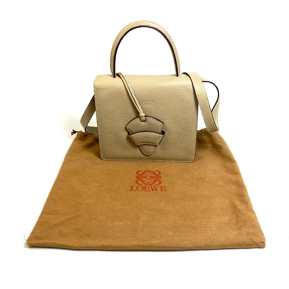 LOEWE Barcelona Bag, 2-Way Shoulder/Handbag, Leather, Women's, Beige