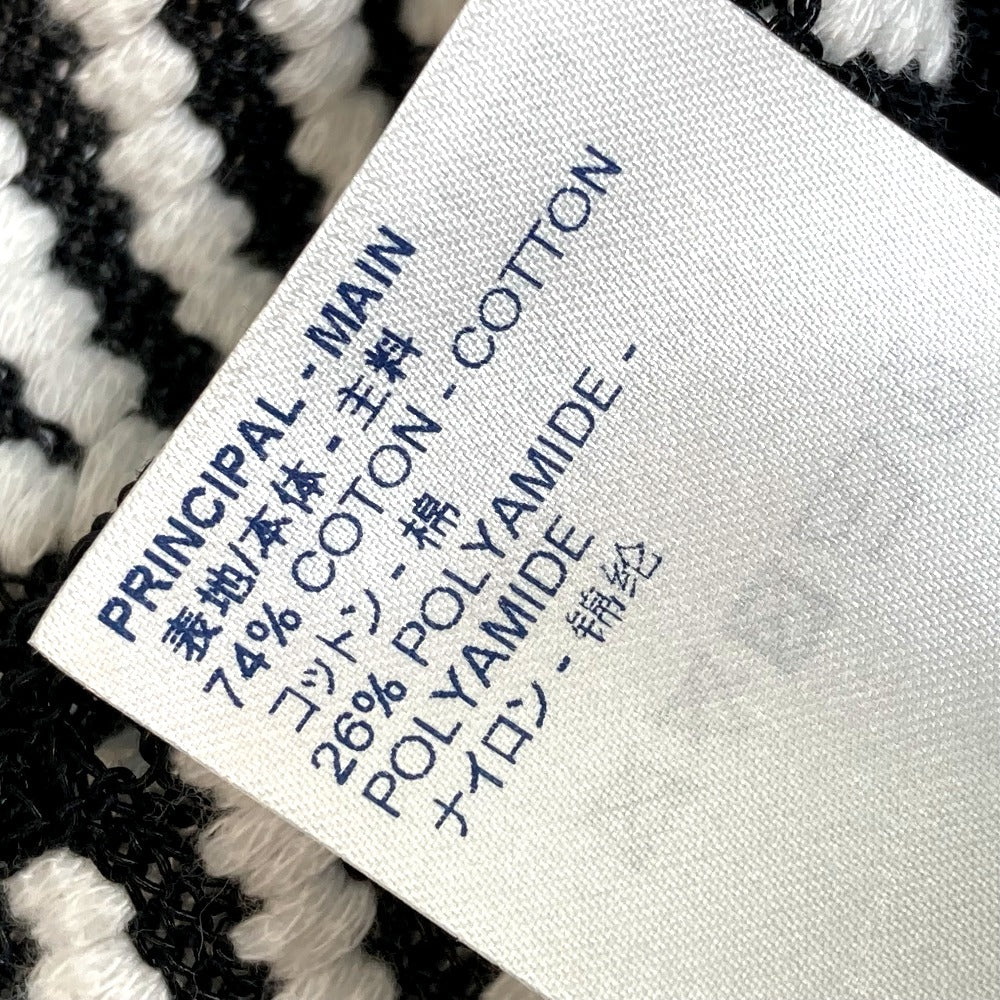 LOUIS VUITTON 1A3XJH Chevron Stitch Jacquard Pullover Top, Cotton Knit, Women's, White/Black