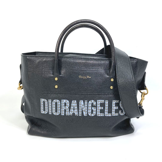 Christian Dior DIORANGELS ショルダーバッグ 肩掛け カバン ロゴ スタッズ トートバッグ レザー ユニセックス ブラック - brandshop-reference