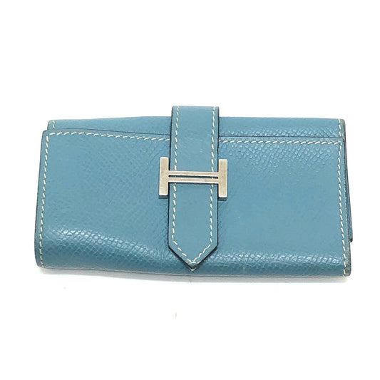 HERMES H hardware Bearn 4-ring key case Epson women's blue jean blue