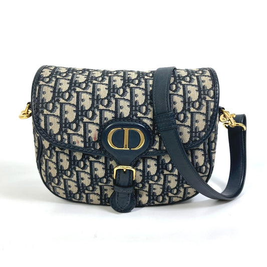 Dior M9319UTZQ Oblique Bobby Crossbody Pochette Shoulder Bag in Canvas/Leather, Navy