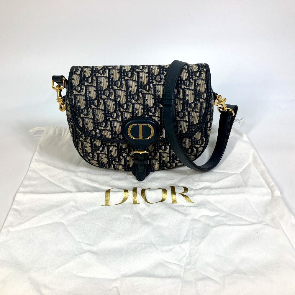 Dior M9319UTZQ Oblique Bobby Crossbody Pochette Shoulder Bag in Canvas/Leather, Navy