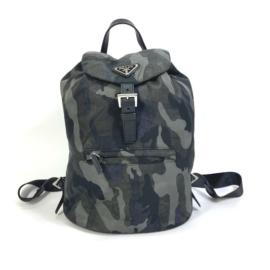 PRADA Triangle Logo Camouflage Saffiano Backpack in Nylon, Men's, Green