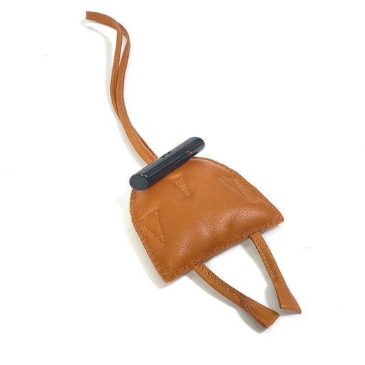 HERMES Petit H Owl Keychain Bag Charm, Leather, Unisex, Brown
