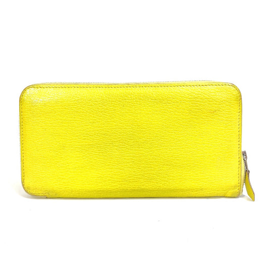 HERMES Azap Long Wallet, Round Zipper, Chevre, Women's, Yellow