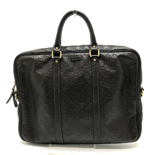 GUCCI 201480 Shima Line Handbag/Bag/Business Bag/Briefcase Leather Men's Brown