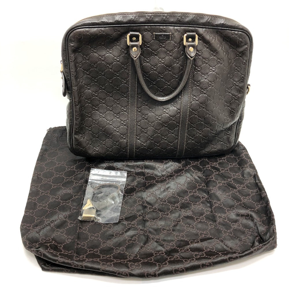 GUCCI 201480 Shima Line Handbag/Bag/Business Bag/Briefcase Leather Men's Brown