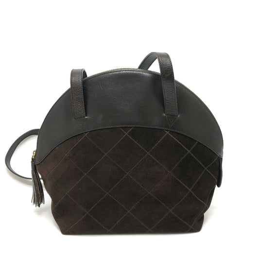 Salvatore Ferragamo quilted shoulder bag in brown suede/leather for women