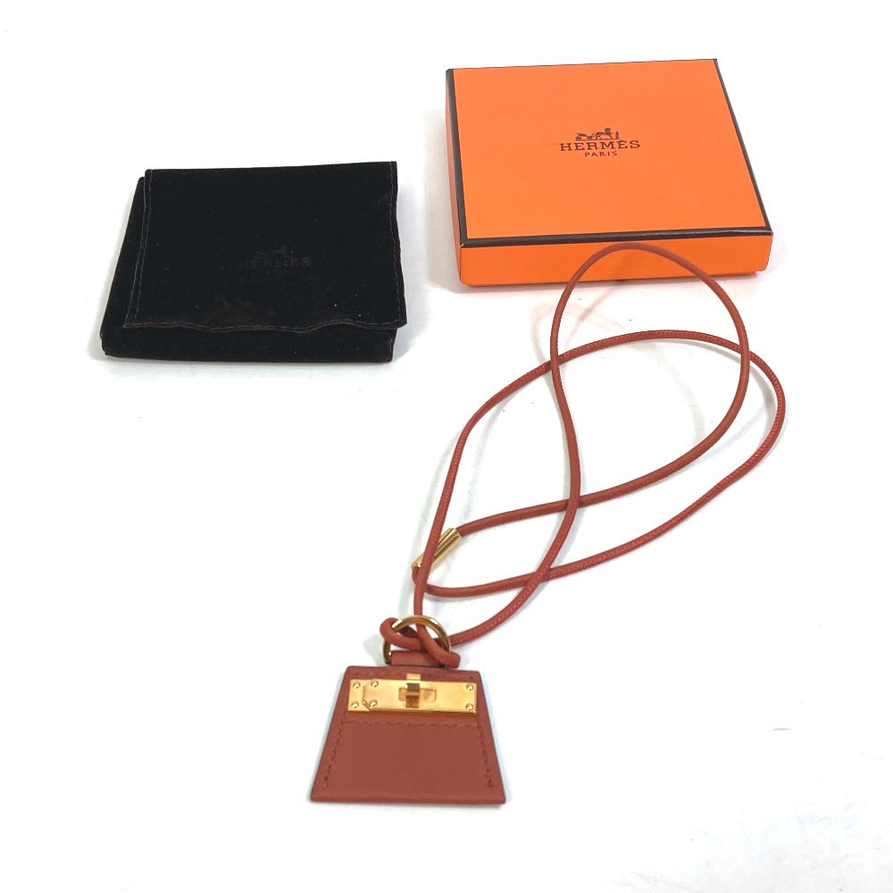 HERMES Mon Petit Kelly PM Necklace in Swift Cuivre Brown for Women