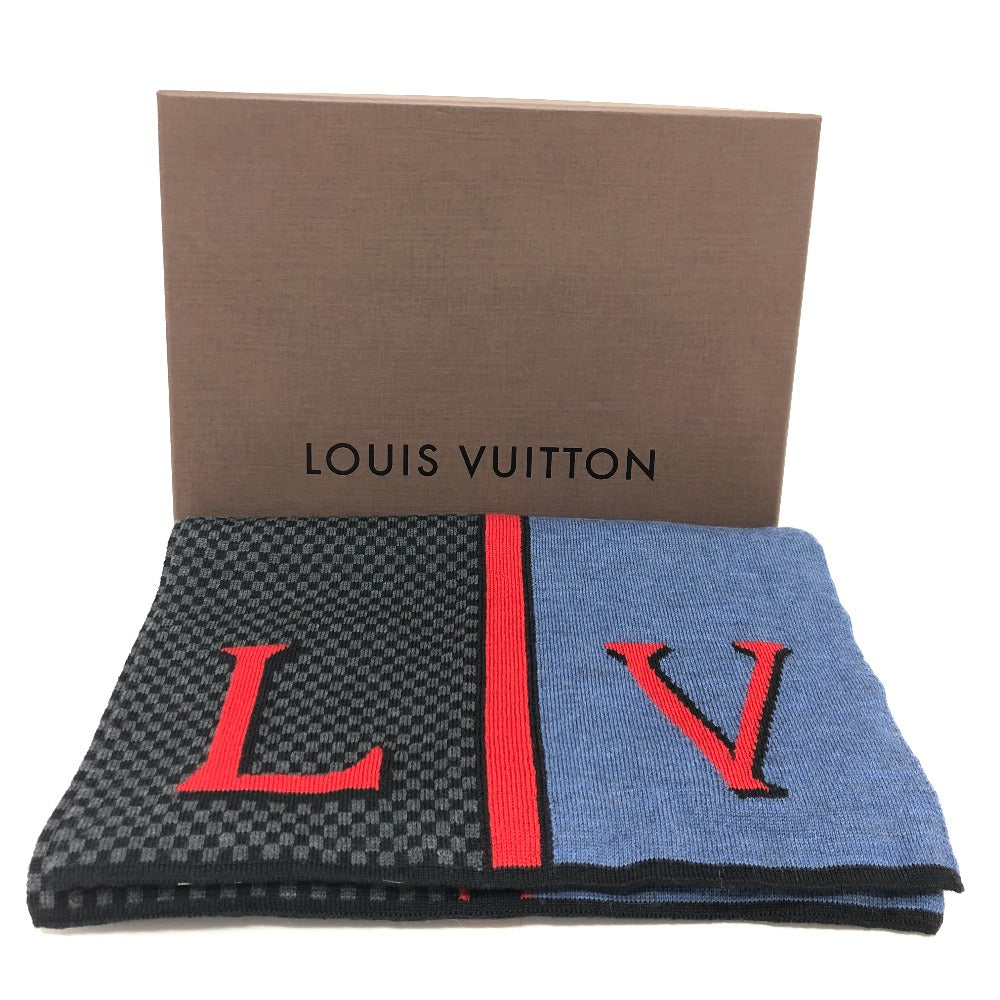 LOUIS VUITTON M70249 エシャルプ LV ダミエルージュ マフラー ウール メンズ ブラック/ブルー