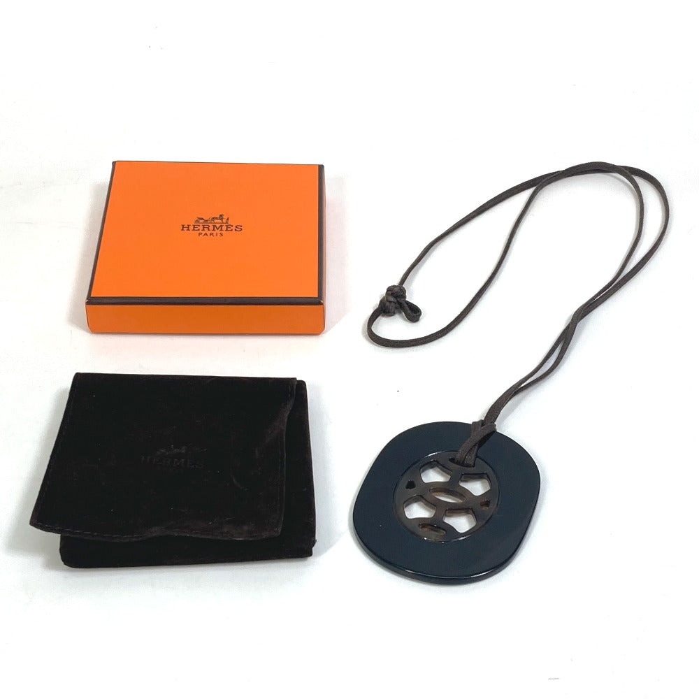 HERMES Lift PM Buffalo Horn Necklace for Women in Black, Gray, and Brown