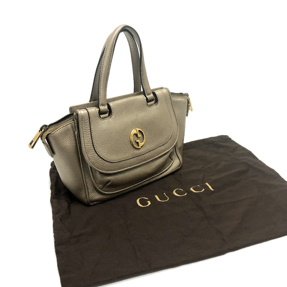 GUCCI 282481 GG Double G Detail Leather Handbag for Women, Gold