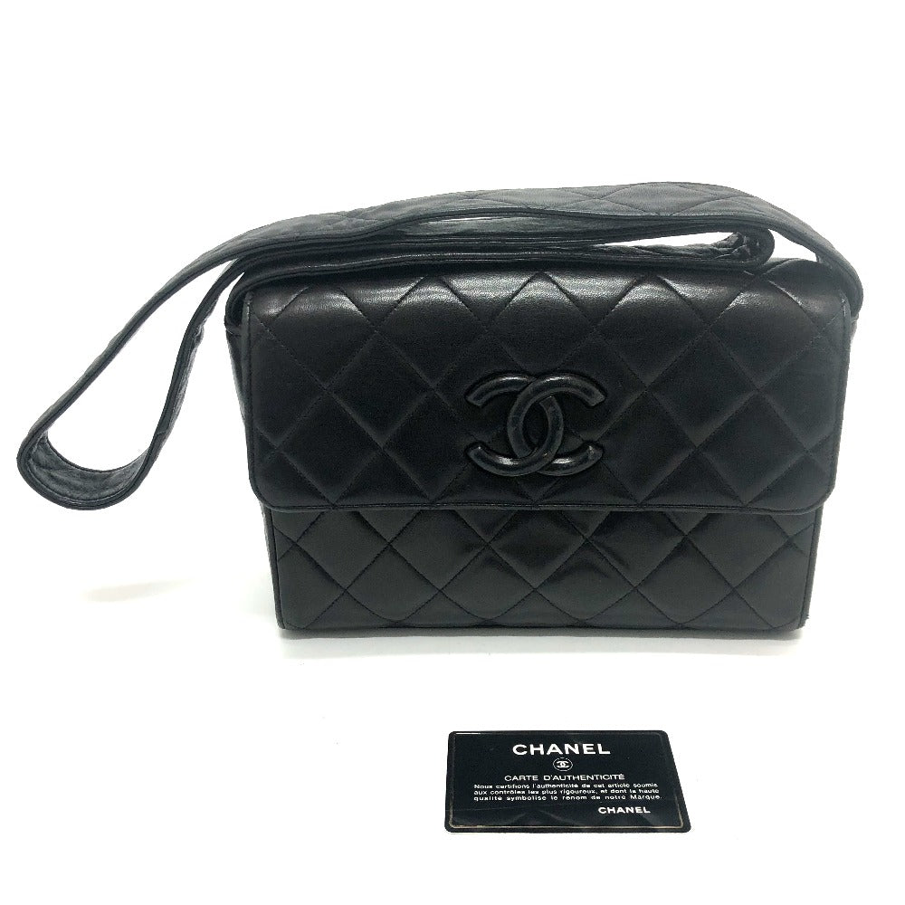 CHANEL CC ココマーク マトラッセ カバン 肩掛け ショルダーバッグ ラムスキン レディース ブラック