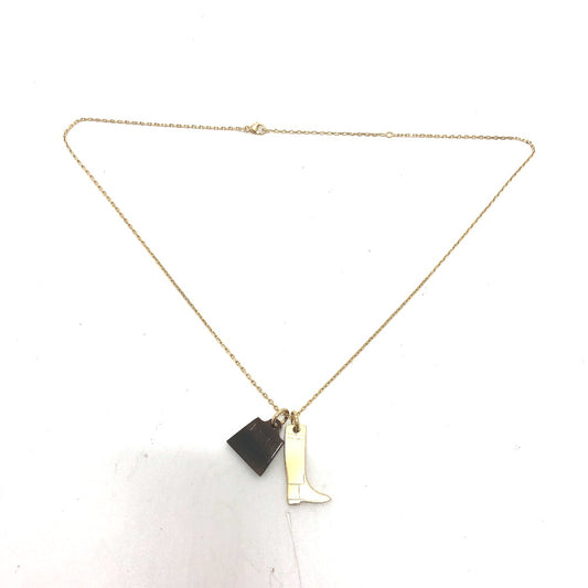 HERMES Amulet Maroquinier PM Buffalo Horn Necklace in Gold for Women