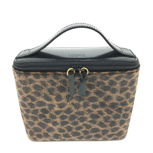 LOEWE レオパード ミニ/化粧ポーチ カバン バニティバッグ レザー レディース ブラウン