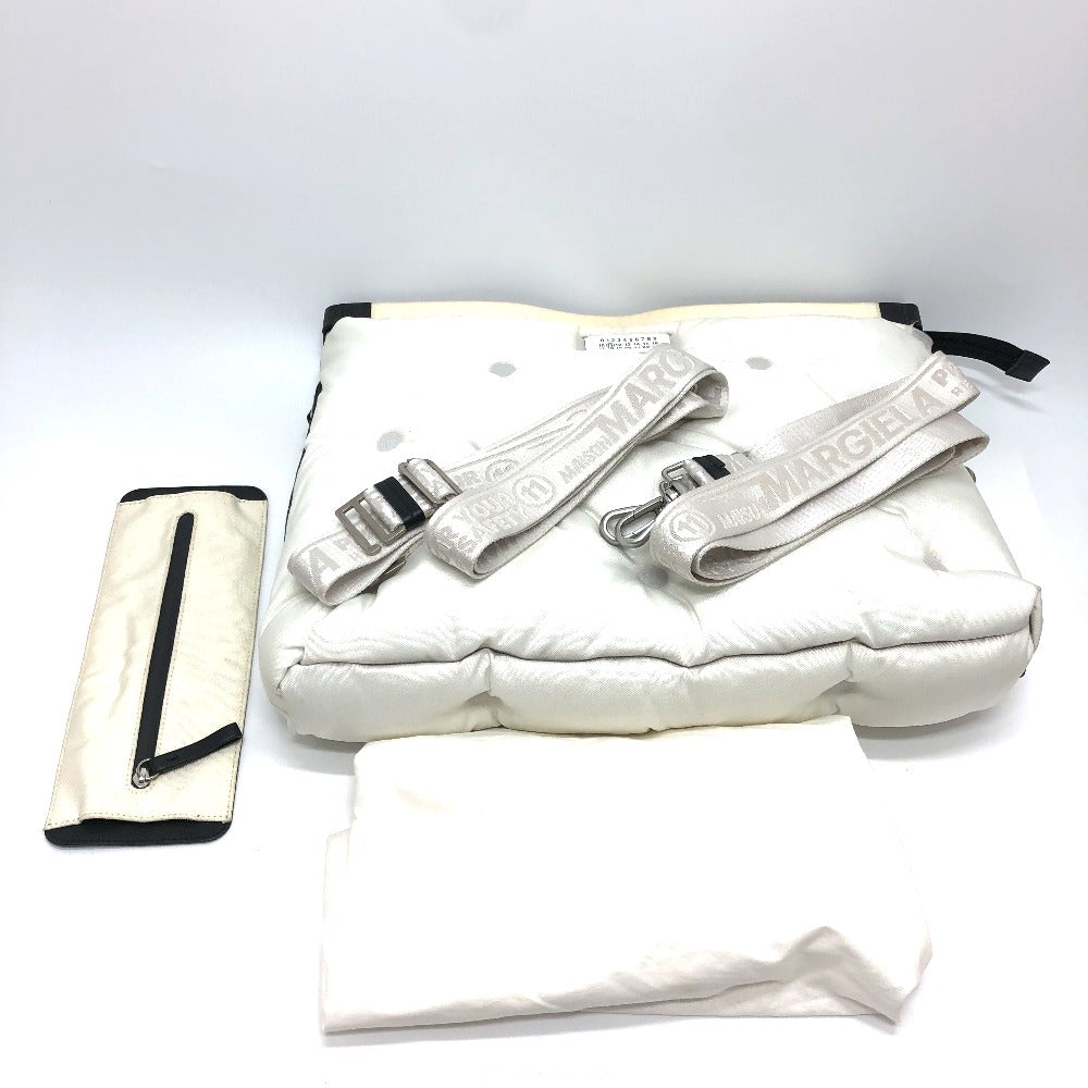 Maison Margiela Glam Slam Large Shoulder Bag in Canvas and Leather, White