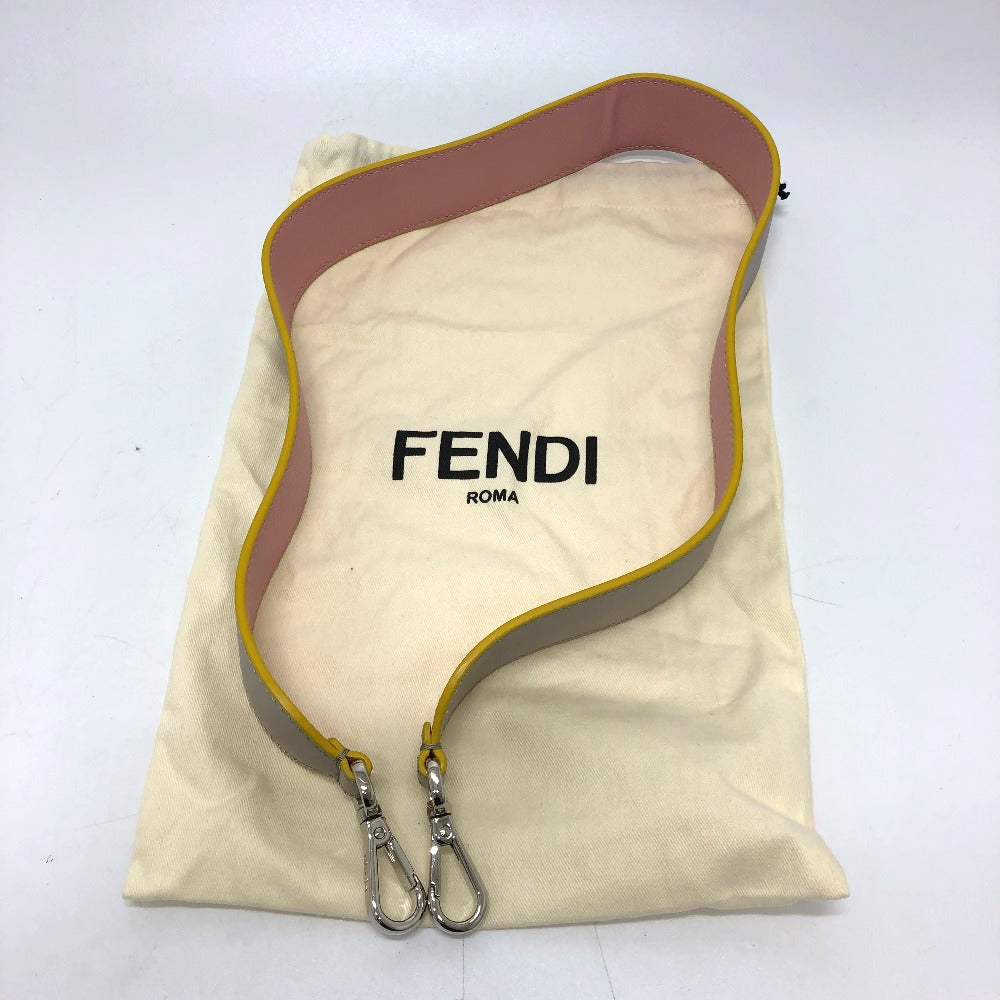 FENDI ストラップのみ ストラップユー ロゴ ショルダーストラップ レザー レディース グレー/ピンク