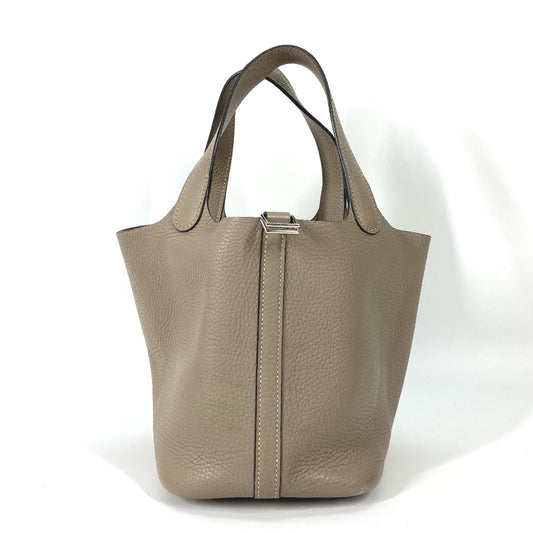 HERMES Picotin Lock PM 18 Tote Bag/Handbag in Taurillon Clemence Leather, Tourtiere Gray, for Women
