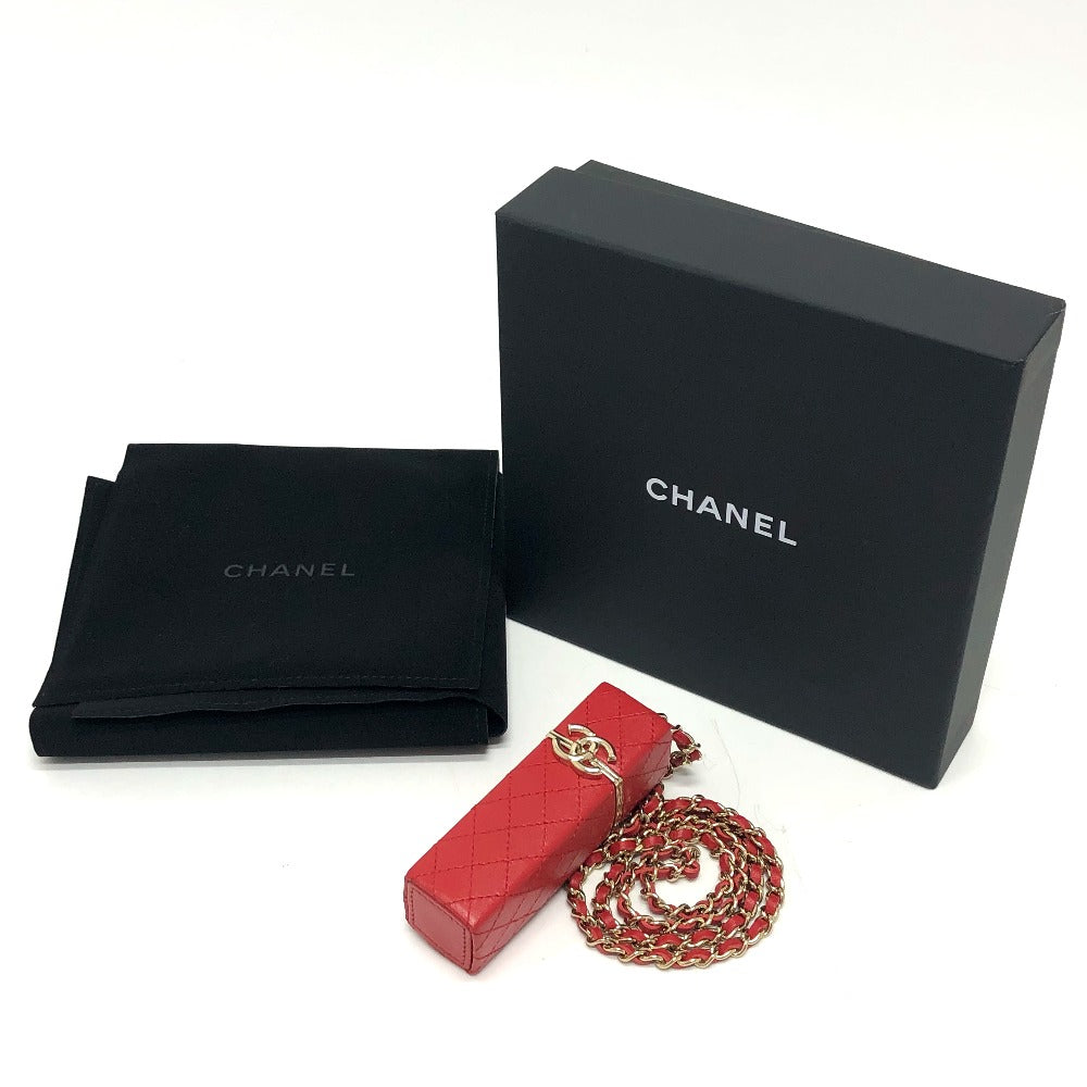 CHANEL ココマーク CC リップケース チェーン ショルダーバッグ ショルダーバッグ レザー レディース レッド