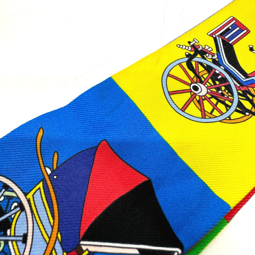 HERMES Horse-Drawn Twilly Scarf, Silk, Women's, Multicolor