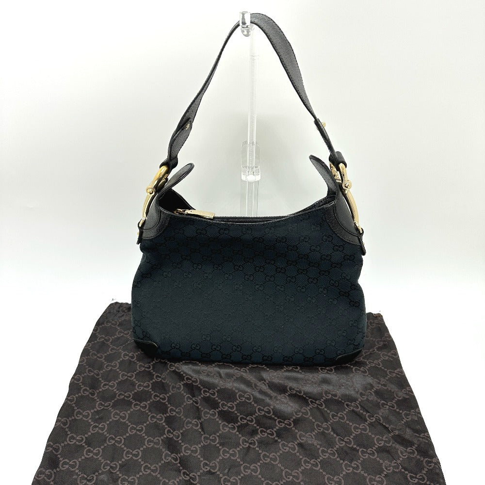 GUCCI 145826 GG Horsebit Shoulder Bag/Handbag in GG Canvas/Leather, Black