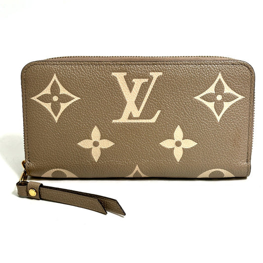 LOUIS VUITTON M69794 Monogram Empreinte Bicolor Cartera con cremallera Cremallera redonda Cartera larga Monogram Empreinte Cuero Mujer Tourtrail Crème Beige