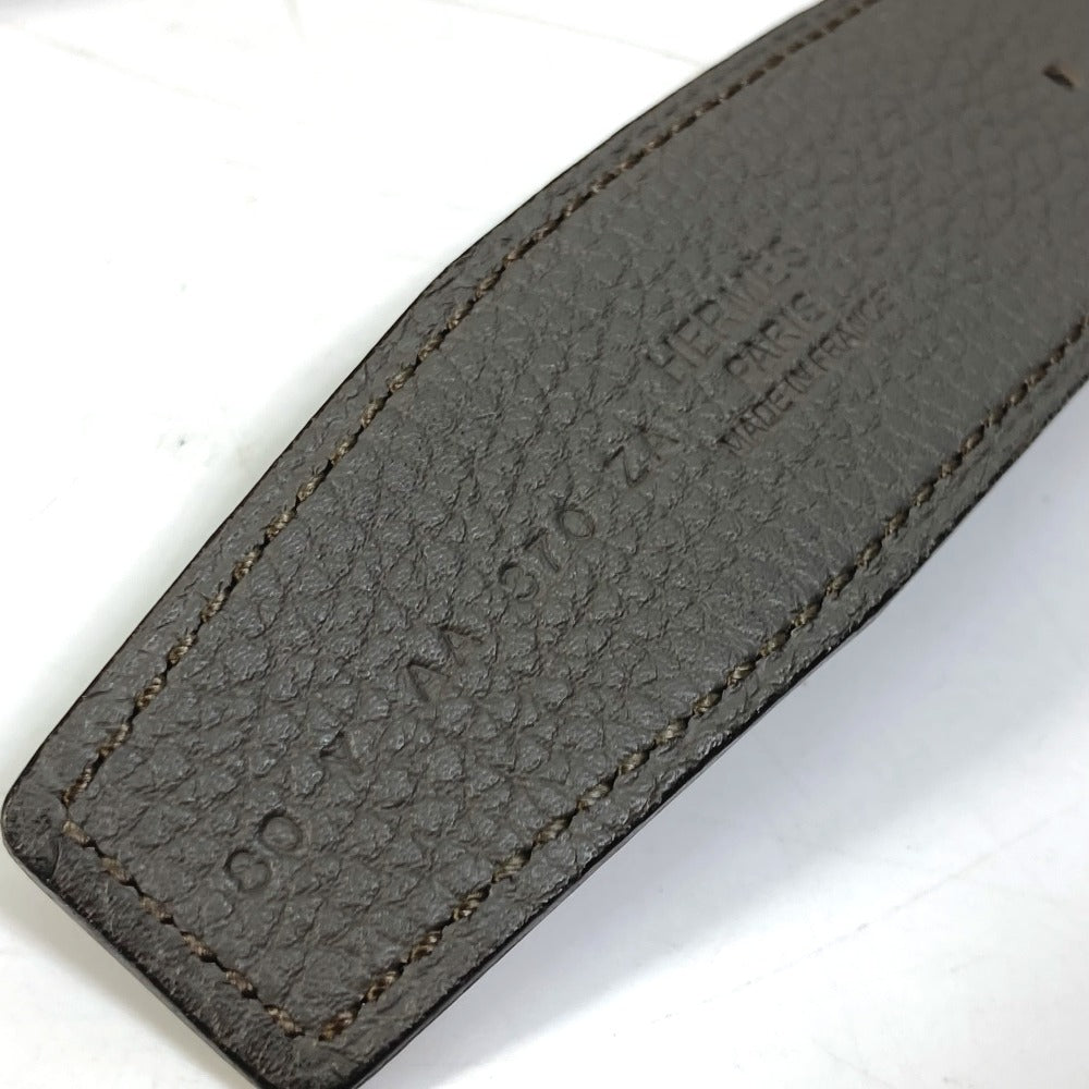 HERMES H Belt Ash Au Carré Togo Women's Belt in Blanc/Noir Grey