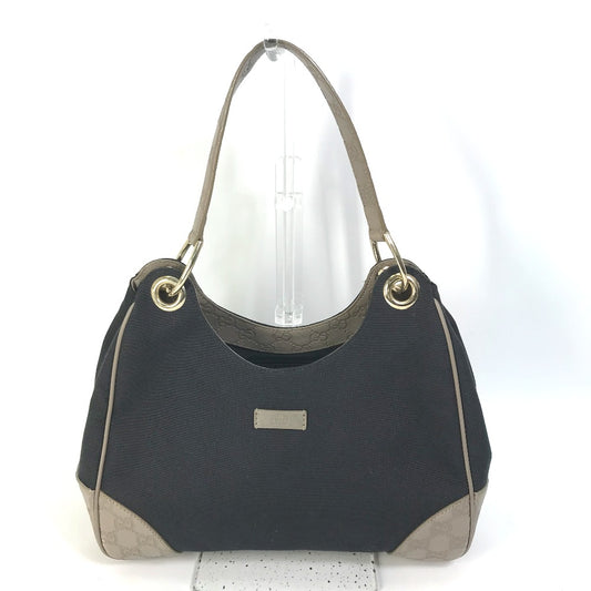 GUCCI 257265 GG Guccissima Logo Shoulder Bag in Canvas/Leather, Dark Navy