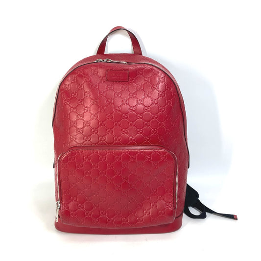 GUCCI 406370 Guccissima GG Backpack, Shima Leather, Unisex, Red