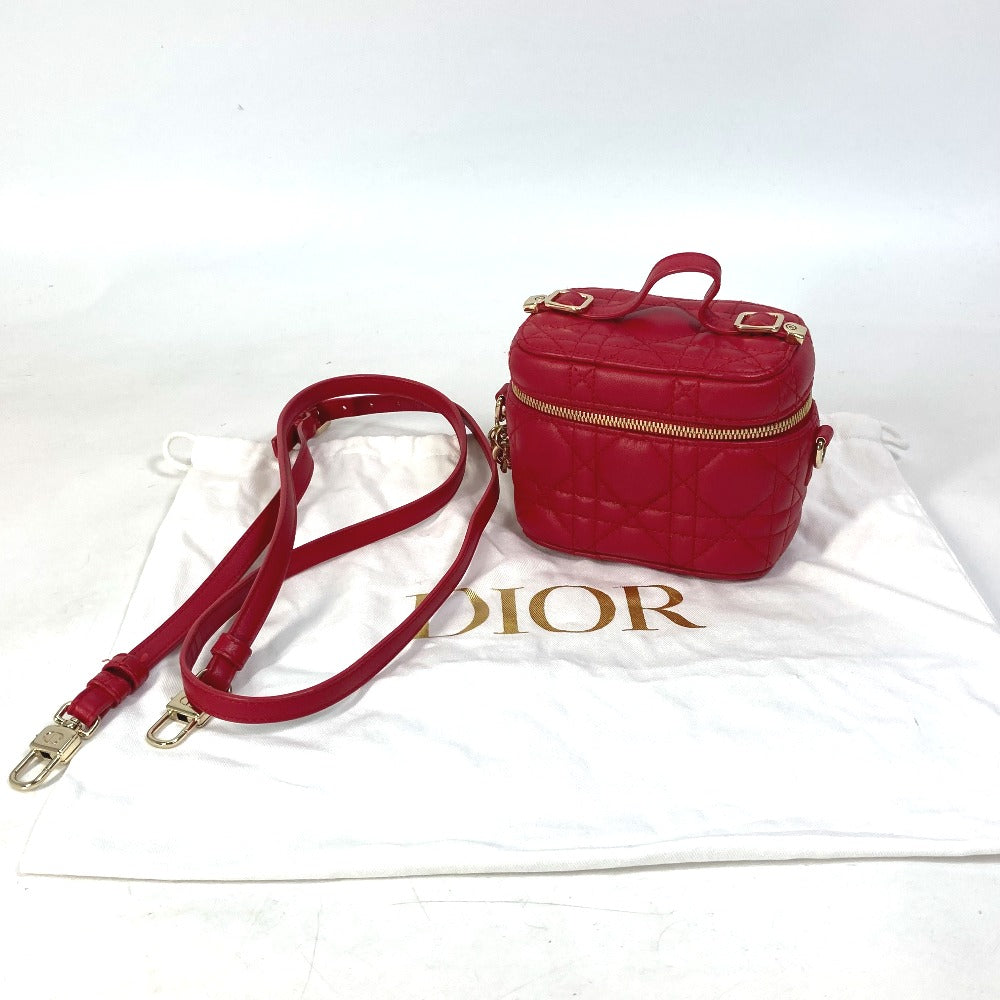 Dior S0918ONMJ レディディオール LADY DIOR マイクロバニティ カナージュ 2WAY ショルダーバッグ ハンドバッグ バニティバッグ レザー レディース レッド系 - brandshop-reference