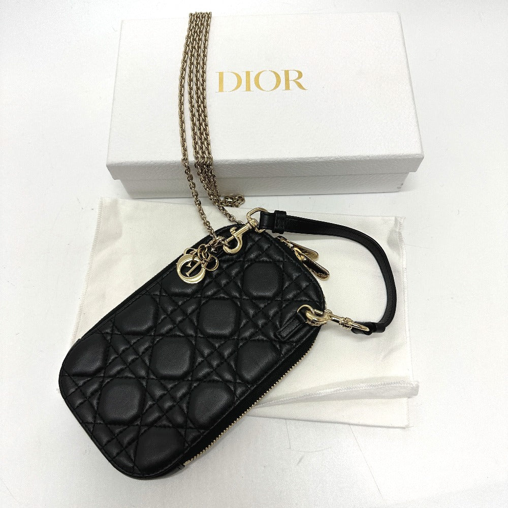 Christian Dior S0842ONMJ カナージュ フォンケース チェーン ショルダーバッグ レザー レディース ブラック - brandshop-reference
