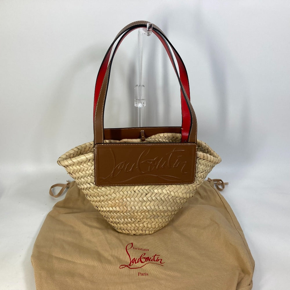 Christian Louboutin 1215226 Basket Bag, Tote Bag, Shoulder Bag, Handbag, Raffia, Women's, Beige