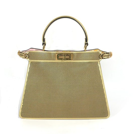 FENDI 8BN321 Versace collaboration FENDACE Peekaboo Medium ISEEU Medium 2-Way Shoulder Bag/Handbag Leather Women's Gold