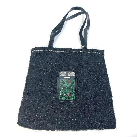 CHANEL A94646 CC ココマーク ラインストーン パール ロボット ラージ チェーン ショッピングバッグ 肩掛け トートバッグ ツイード レディース - brandshop-reference