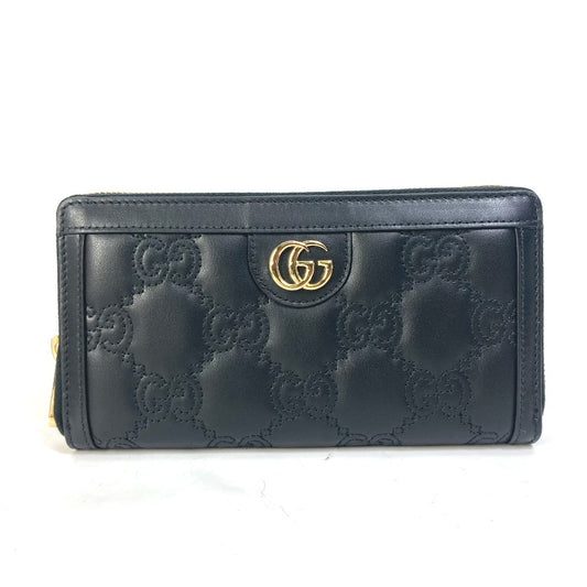 GUCCI 723784 Long Wallet GG Matelasse Zip-Around Wallet Leather Men's Black