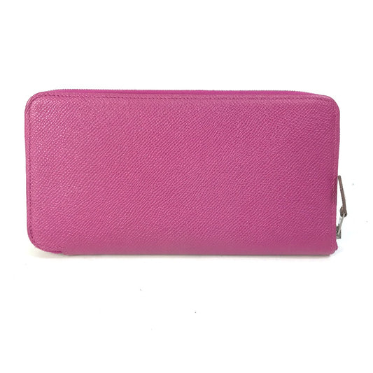 HERMES Azap Long Silk-in Round Zip Wallet, Epsom Leather, Women's, Tosca Purple