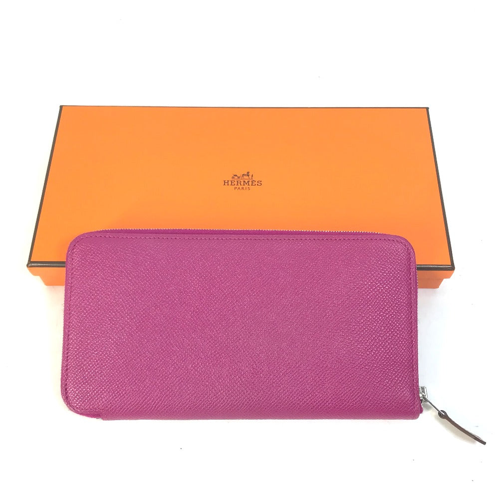 HERMES Azap Long Silk-in Round Zip Wallet, Epsom Leather, Women's, Tosca Purple