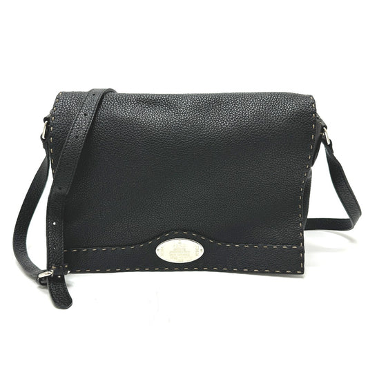 FENDI 8BT116 Selleria Crossbody Bag/Shoulder Bag in Black Leather, Unisex
