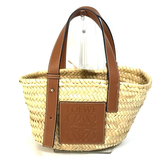LOEWE 327.02.S92 アナグラム ストローバッグ バスケット スモール 籠バッグ ハンドバッグ ラフィア レディース ベージュ