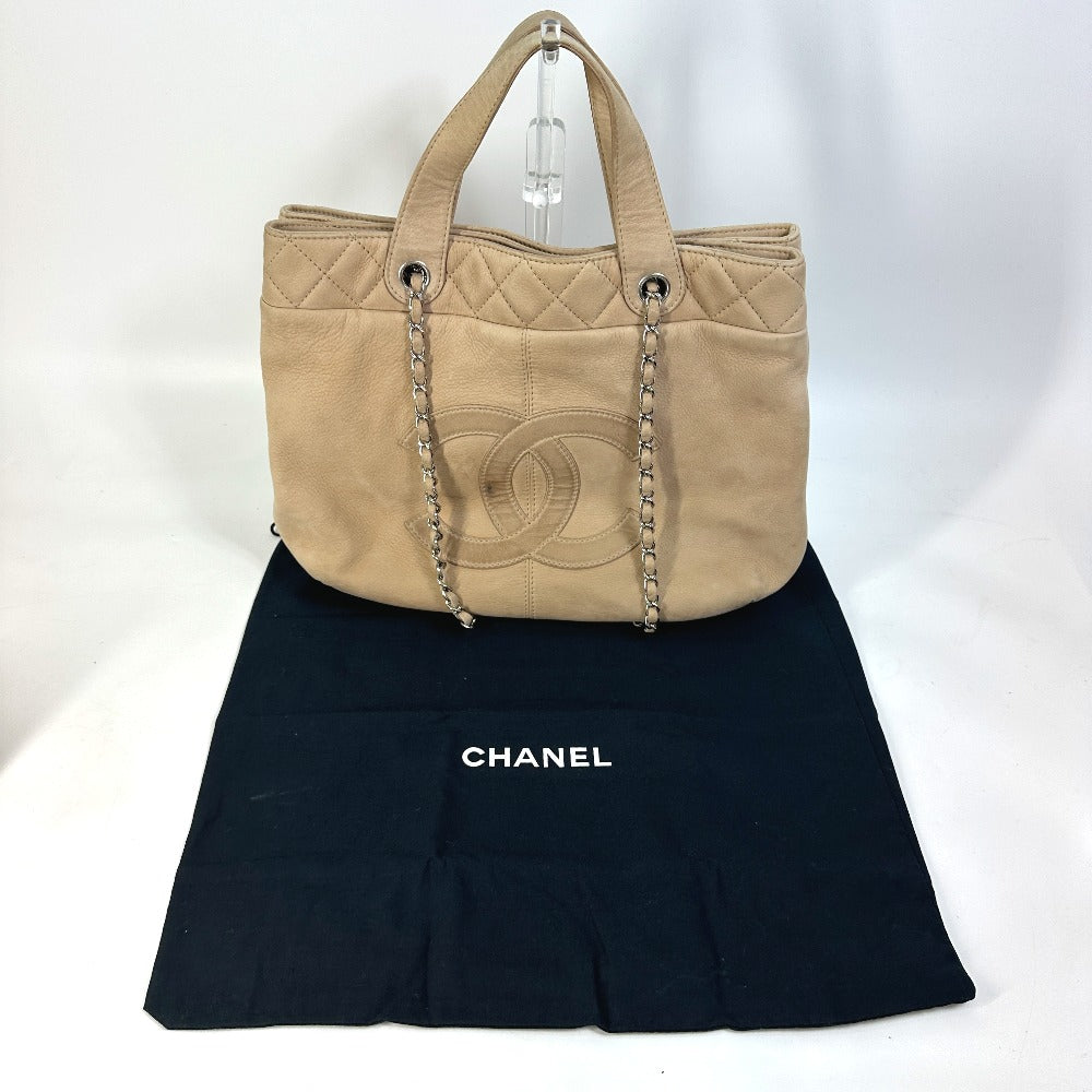 CHANEL Coco Mark Chain Bag, 2-Way Tote Bag, Shoulder Bag, Suede, Women's, Beige