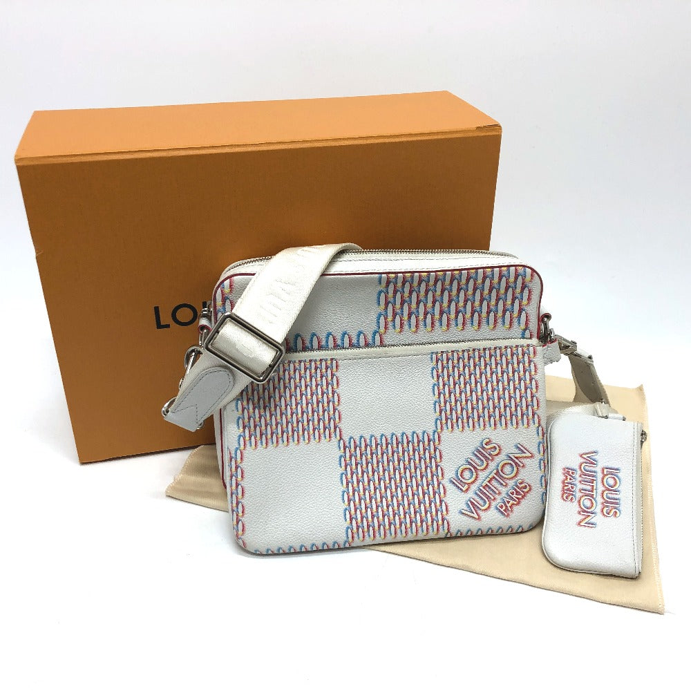 LOUIS VUITTON M20665 Damier Giant Spray Trio Messenger Shoulder Bag in Damier Giant Canvas, Men's, Blanc White